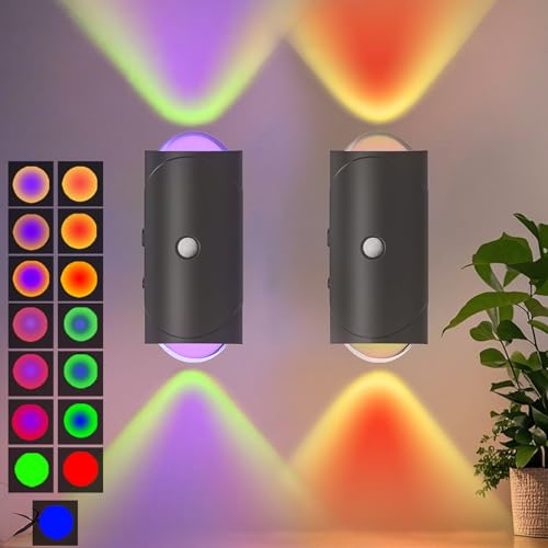 LED Wireless Wall Sconce with 7 Colors Changing, Motion Sensor Light Indoor, 1500mAh Rechargeable Battery Operated Wall Sconces for Bedroom Bedside Hallway Courtyard Doorway