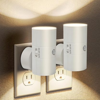 LED Night Lights Plug into Wall with Motion Sensor & Dusk to Dawn Sensor,3000K Warm White, Modern Plug in Nightlight for Bathroom, Hallway, Stairs