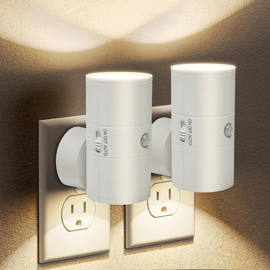 LED Night Lights Plug into Wall with Motion Sensor & Dusk to Dawn Sensor,3000K Warm White, Modern Plug in Nightlight for Bathroom, Hallway, Stairs