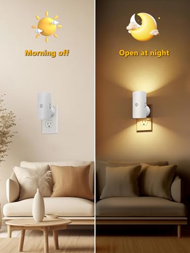LED Night Lights Plug into Wall with Motion Sensor & Dusk to Dawn Sensor,3000K Warm White, Modern Plug in Nightlight for Bathroom, Hallway, Stairs