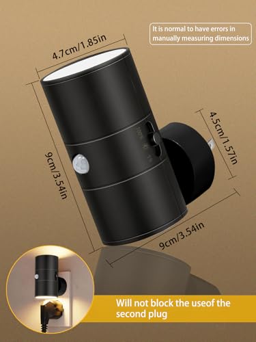 LED Night Lights Plug into Wall with Motion Sensor & Dusk to Dawn Sensor,3000K Warm White, Modern Plug in Nightlight for Bathroom, Hallway, Stairs