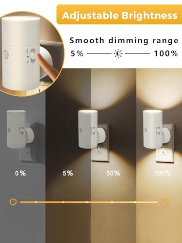 LED Night Lights Plug into Wall with Motion Sensor & Dusk to Dawn Sensor,3000K Warm White, Modern Plug in Nightlight for Bathroom, Hallway, Stairs