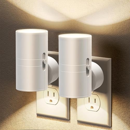Night Lights Plug into Wall, LED Plug in Night Light, Dusk to Dawn Light Sensor, 0-100LM Adjustable Brightness Wall Light, Soft White 3000K, Dimmable Night Lights for Hallway Bedroom Stairway