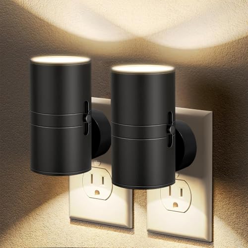 Night Lights Plug into Wall, LED Plug in Night Light, Dusk to Dawn Light Sensor, 0-100LM Adjustable Brightness Wall Light, Soft White 3000K, Dimmable Night Lights for Hallway Bedroom Stairway