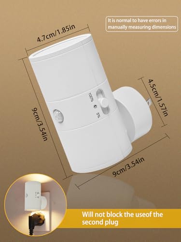 LED Night Lights Plug into Wall with Motion Sensor & Dusk to Dawn Sensor,3000K Warm White, Modern Plug in Nightlight for Bathroom, Hallway, Stairs
