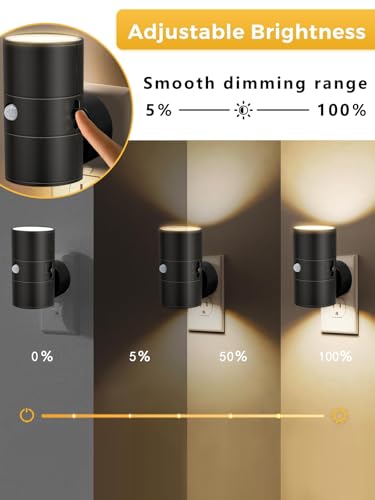 LED Night Lights Plug into Wall with Motion Sensor & Dusk to Dawn Sensor,3000K Warm White, Modern Plug in Nightlight for Bathroom, Hallway, Stairs