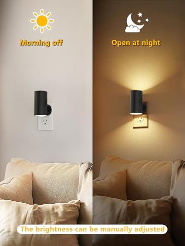Night Lights Plug into Wall, LED Plug in Night Light, Dusk to Dawn Light Sensor, 0-100LM Adjustable Brightness Wall Light, Soft White 3000K, Dimmable Night Lights for Hallway Bedroom Stairway