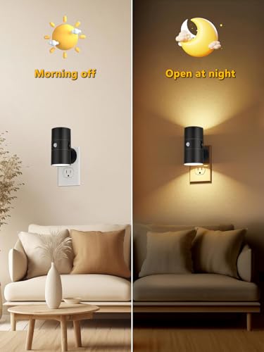 LED Night Lights Plug into Wall with Motion Sensor & Dusk to Dawn Sensor,3000K Warm White, Modern Plug in Nightlight for Bathroom, Hallway, Stairs