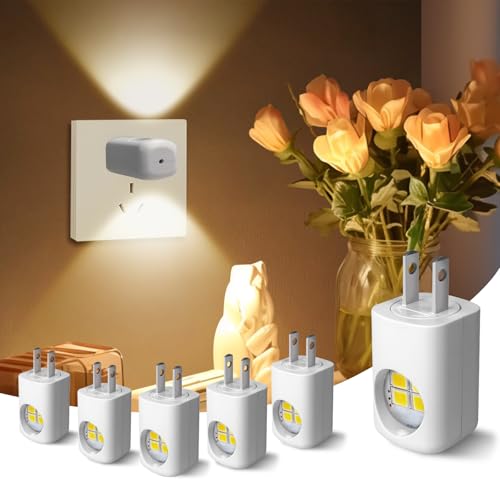 LED Night Lights Plug into Wall 6-Pack, Modern Night Lights Plug into Wall, Dusk to Dawn Nightlight,