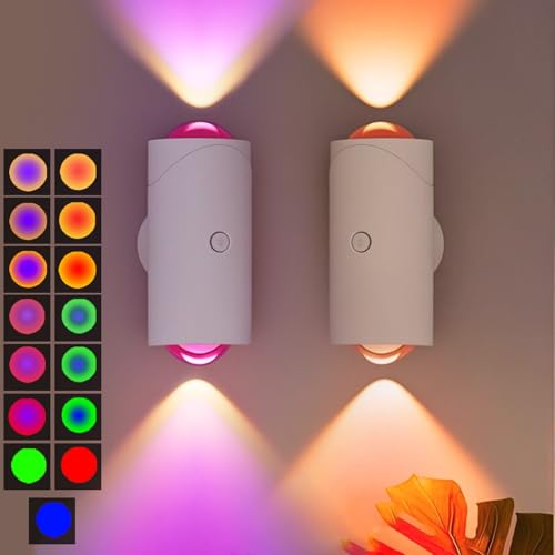 LED Wireless Wall Sconce with 7 Colors Changing, Motion Sensor Light Indoor, 1500mAh Rechargeable Battery Operated Wall Sconces for Bedroom Bedside Hallway Courtyard Doorway