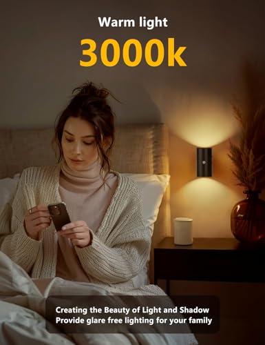 Motion Sensor Night Lights,Magnetic 360° Rotation Wireless Lights Indoor,Warm White 3000K, Three Adjustable Brightness Levels, for Hallway Bedroom Bedside Stairway