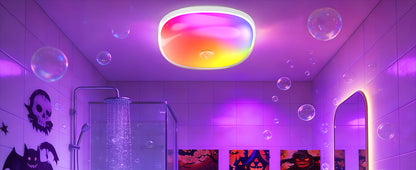 IP65 Waterproof Rechargeable Shower Light - 6″ 300LM Bright, 16 Colors Bathroom Mood Lighting with Touch & Remote, Magnetic Wireless Ceiling/Wall Light for Inside Shower/Bathtub