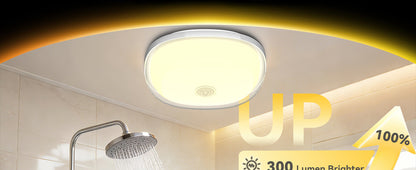 IP65 Waterproof Rechargeable Shower Light - 6″ 300LM Bright, 16 Colors Bathroom Mood Lighting with Touch & Remote, Magnetic Wireless Ceiling/Wall Light for Inside Shower/Bathtub
