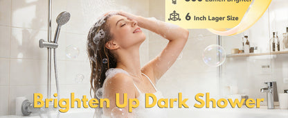 IP65 Waterproof Rechargeable Shower Light - 6″ 300LM Bright, 16 Colors Bathroom Mood Lighting with Touch & Remote, Magnetic Wireless Ceiling/Wall Light for Inside Shower/Bathtub
