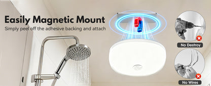 IP65 Waterproof Rechargeable Shower Light - 6″ 300LM Bright, 16 Colors Bathroom Mood Lighting with Touch & Remote, Magnetic Wireless Ceiling/Wall Light for Inside Shower/Bathtub